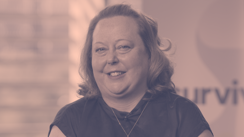 Katie Peters Duotone - Pink Center | SurvivorNet Connect